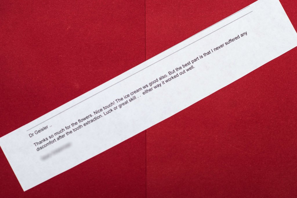 Patient review card number 100