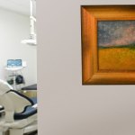 Local Oregon artwork: Landscape painting in office hallway